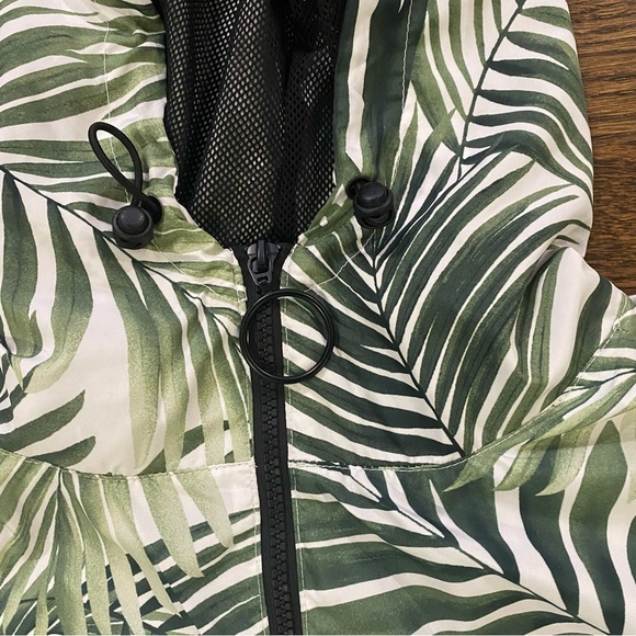 S/4  90s y2k style Hooded Jacket quarter zip plant green  windbreaker - Picture 5 of 9